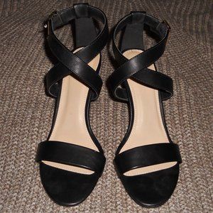 Crisscross Strap 3.5 inch Black Heel